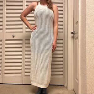 Quince White Sleeveless Knit/Crochet Swim Cover